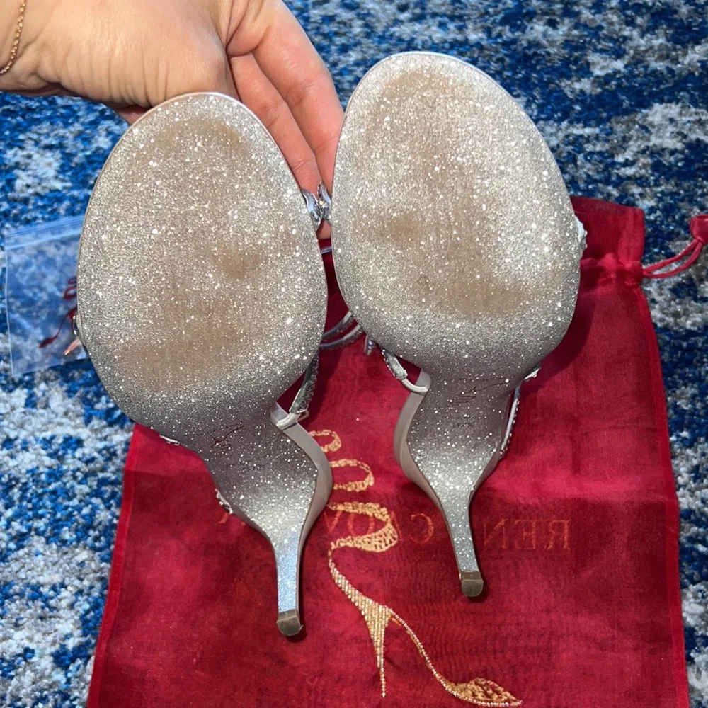 ❌SOLD❌ Rene Caovilla 37.5 JEWELED SANDALS CLEO SILVER - Picture 12 of 13